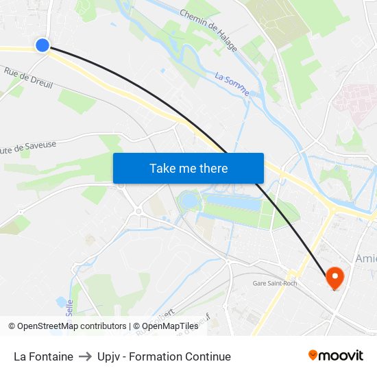 La Fontaine to Upjv - Formation Continue map