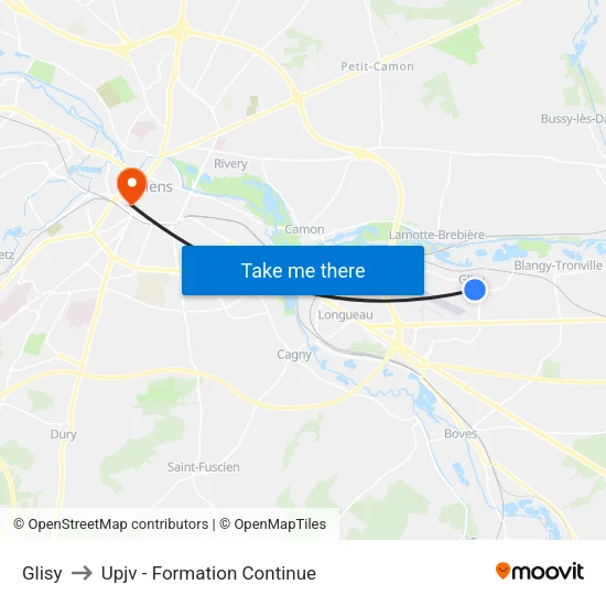 Glisy to Upjv - Formation Continue map