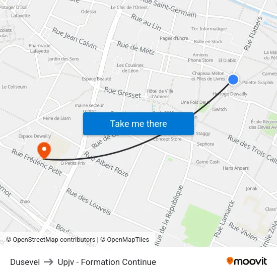 Dusevel to Upjv - Formation Continue map