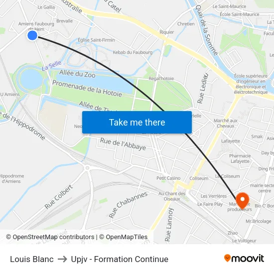 Louis Blanc to Upjv - Formation Continue map