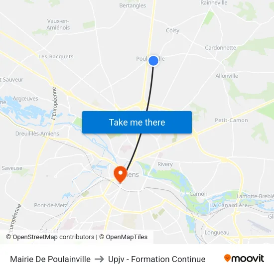 Mairie De Poulainville to Upjv - Formation Continue map