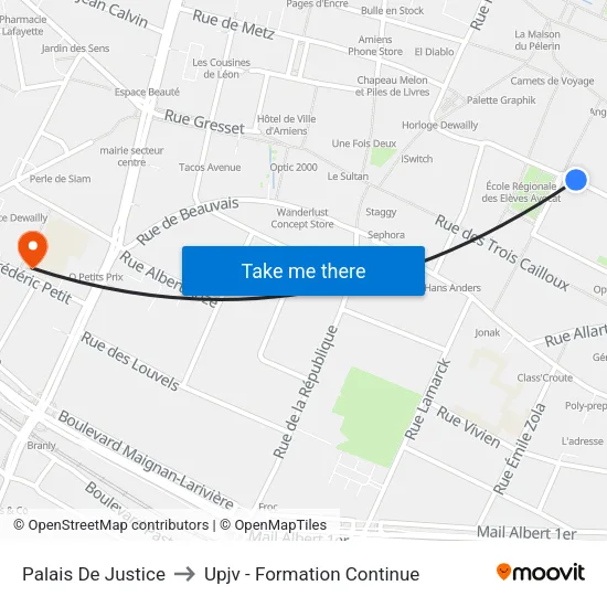 Palais De Justice to Upjv - Formation Continue map