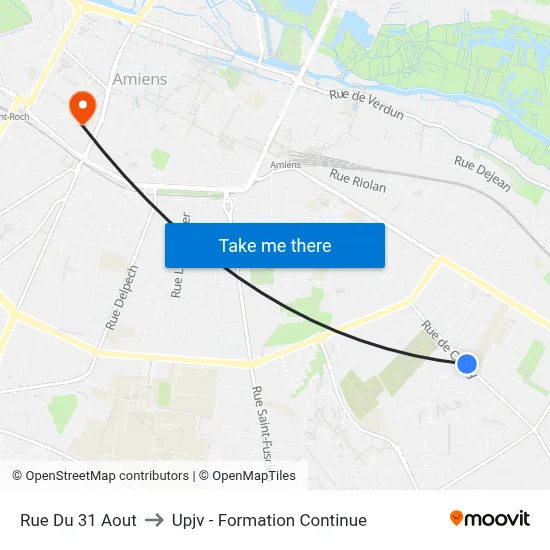 Rue Du 31 Aout to Upjv - Formation Continue map