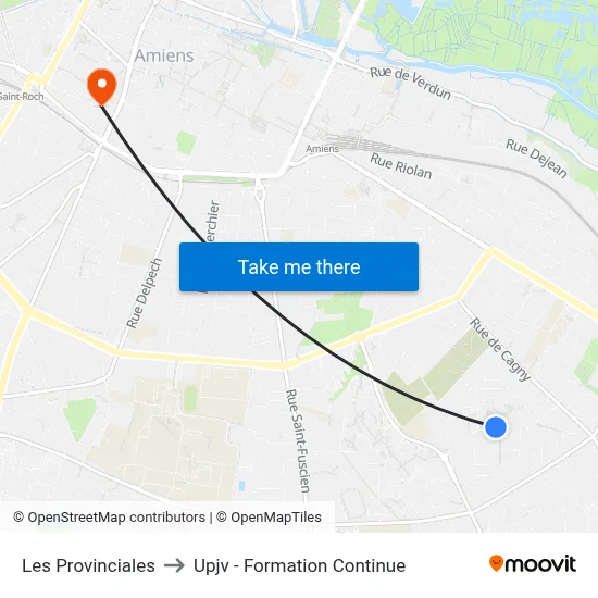 Les Provinciales to Upjv - Formation Continue map