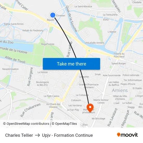 Charles Tellier to Upjv - Formation Continue map