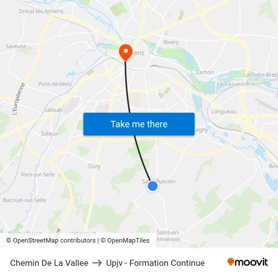 Chemin De La Vallee to Upjv - Formation Continue map