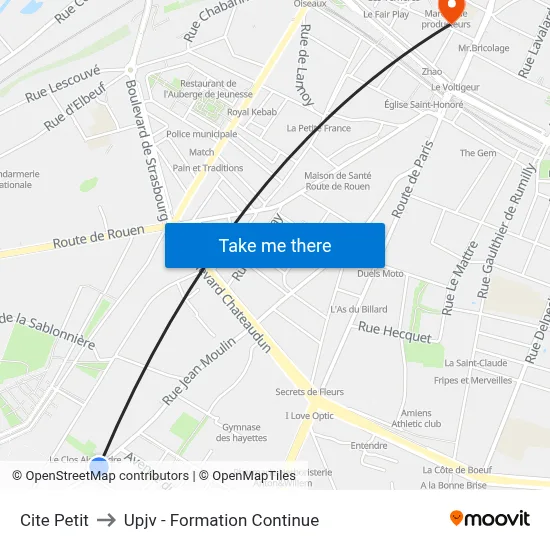 Cite Petit to Upjv - Formation Continue map