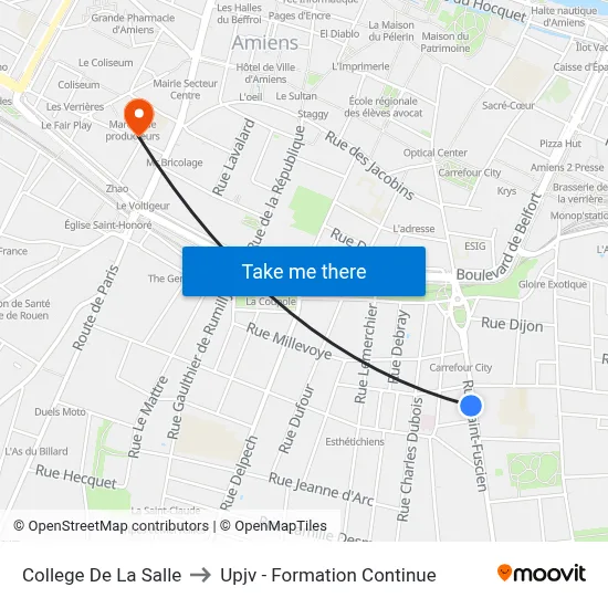 College De La Salle to Upjv - Formation Continue map