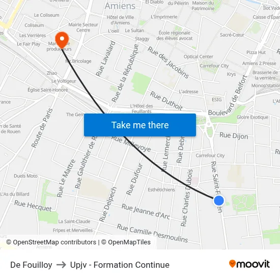 De Fouilloy to Upjv - Formation Continue map