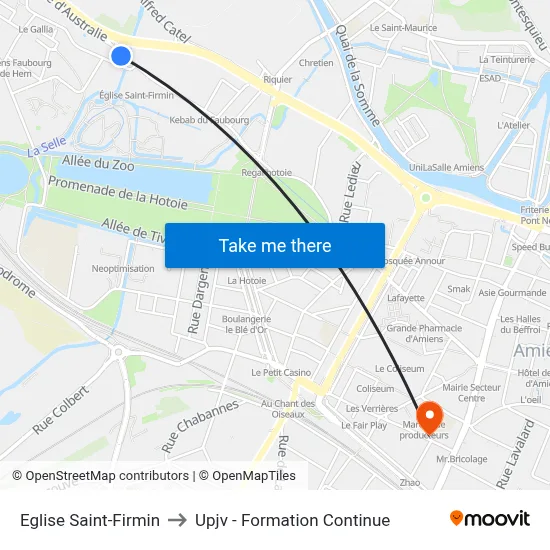 Eglise Saint-Firmin to Upjv - Formation Continue map