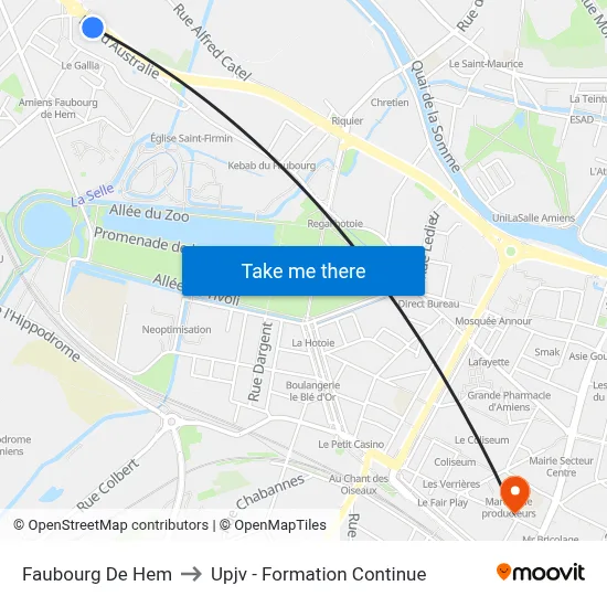 Faubourg De Hem to Upjv - Formation Continue map