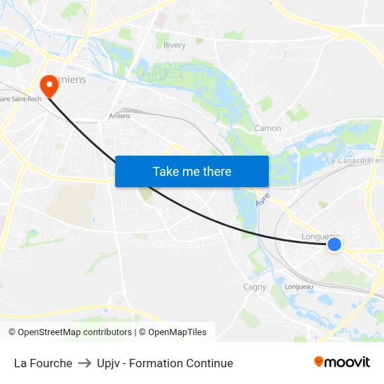 La Fourche to Upjv - Formation Continue map