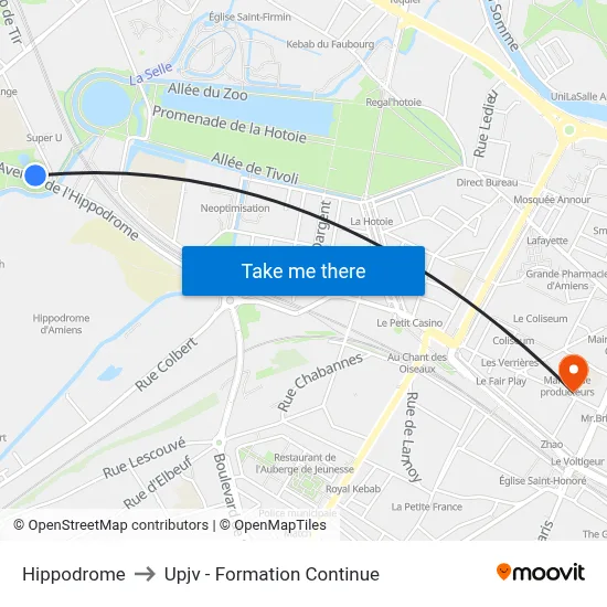 Hippodrome to Upjv - Formation Continue map