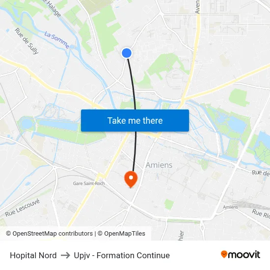 Hopital Nord to Upjv - Formation Continue map