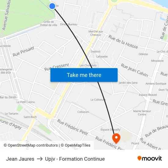 Jean Jaures to Upjv - Formation Continue map