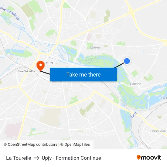 La Tourelle to Upjv - Formation Continue map