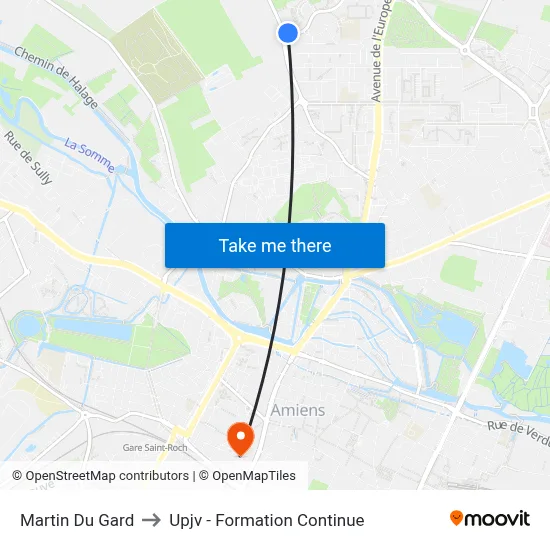 Martin Du Gard to Upjv - Formation Continue map