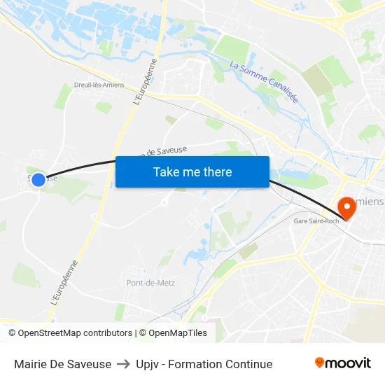 Mairie De Saveuse to Upjv - Formation Continue map