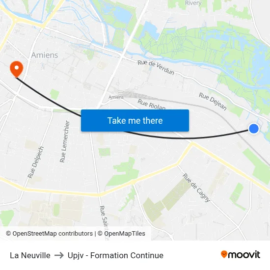 La Neuville to Upjv - Formation Continue map