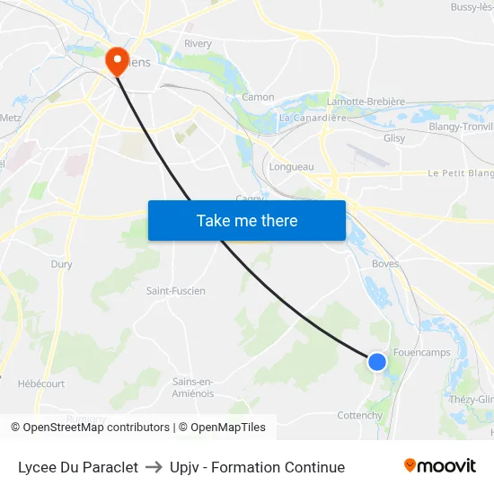 Lycee Du Paraclet to Upjv - Formation Continue map