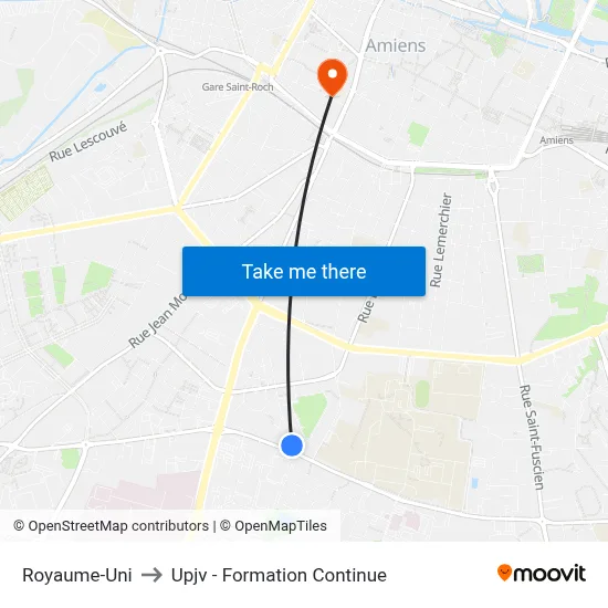 Royaume-Uni to Upjv - Formation Continue map