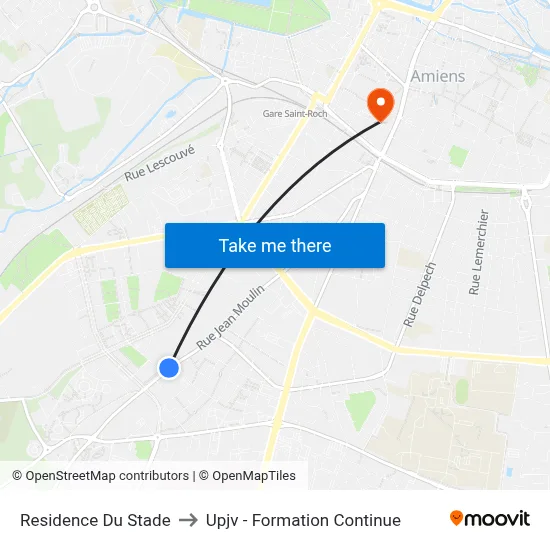 Residence Du Stade to Upjv - Formation Continue map