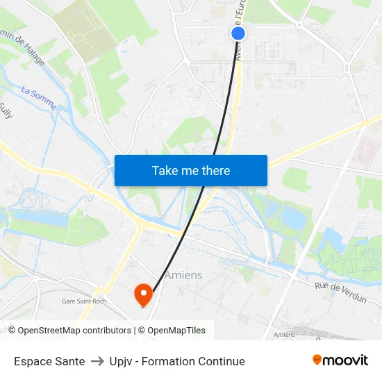 Espace Sante to Upjv - Formation Continue map