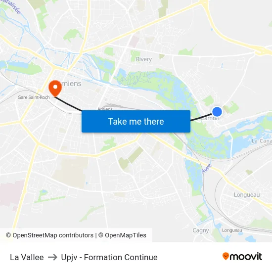La Vallee to Upjv - Formation Continue map