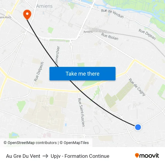 Au Gre Du Vent to Upjv - Formation Continue map