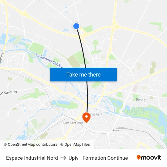 Espace Industriel Nord to Upjv - Formation Continue map