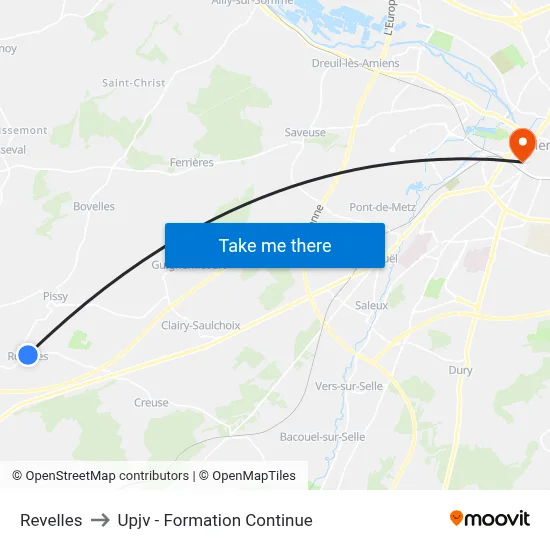 Revelles to Upjv - Formation Continue map
