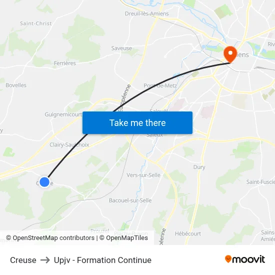 Creuse to Upjv - Formation Continue map