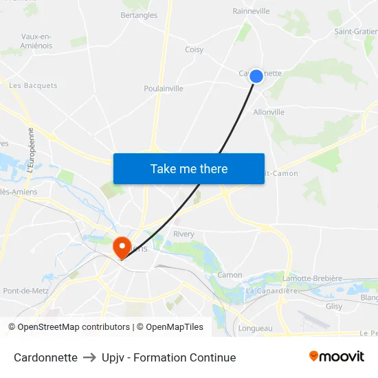 Cardonnette to Upjv - Formation Continue map