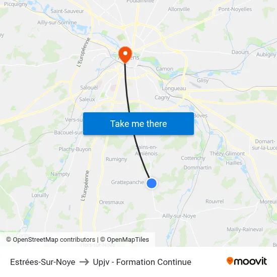 Estrées-Sur-Noye to Upjv - Formation Continue map