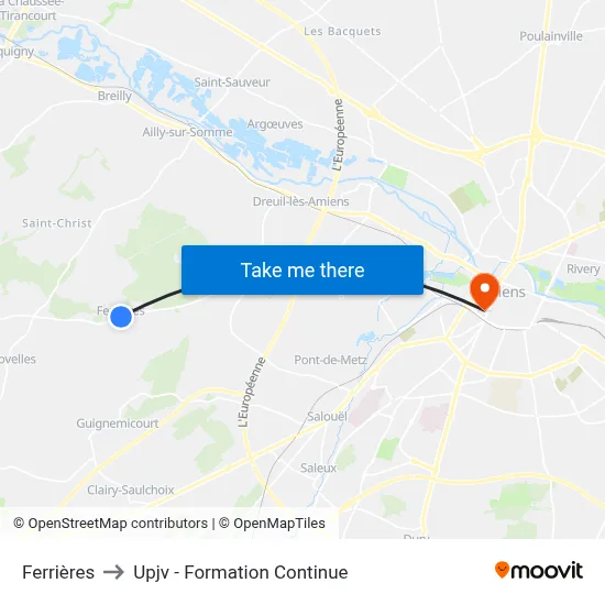Ferrières to Upjv - Formation Continue map