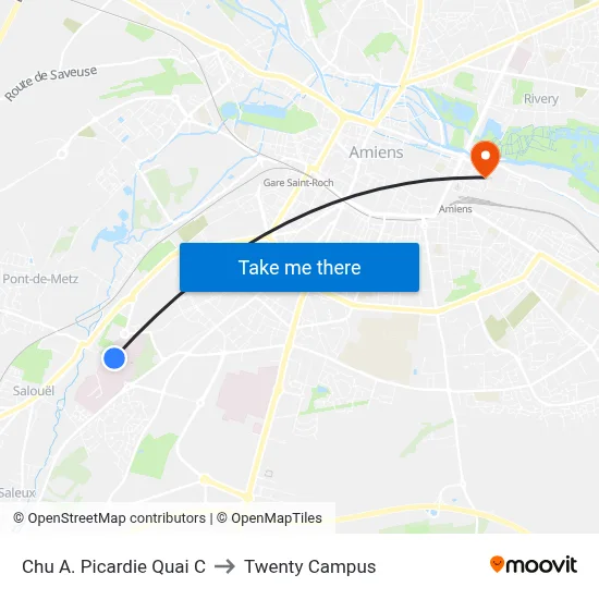 Chu A. Picardie Quai C to Twenty Campus map
