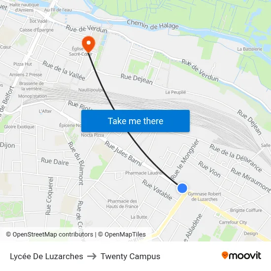 Lycée De Luzarches to Twenty Campus map