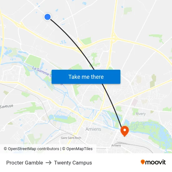 Procter Gamble to Twenty Campus map