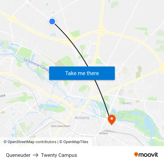 Queneuder to Twenty Campus map