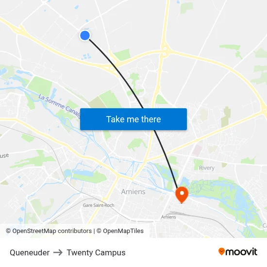 Queneuder to Twenty Campus map