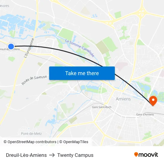 Dreuil-Lès-Amiens to Twenty Campus map
