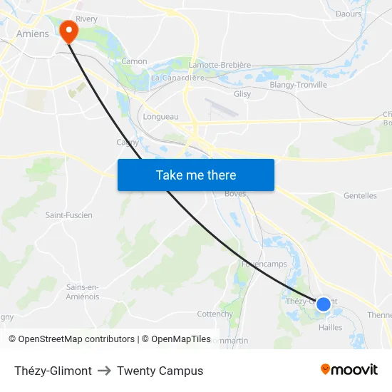 Thézy-Glimont to Twenty Campus map