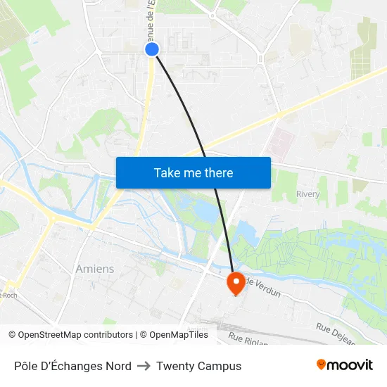 Pôle D’Échanges Nord to Twenty Campus map