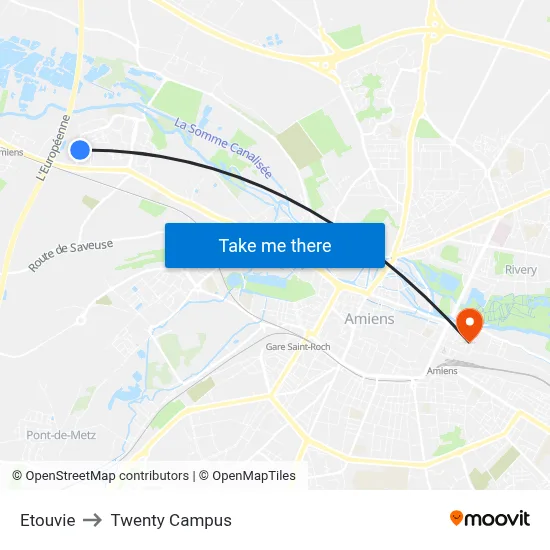 Etouvie to Twenty Campus map