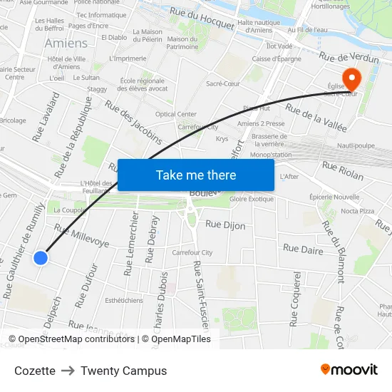 Cozette to Twenty Campus map