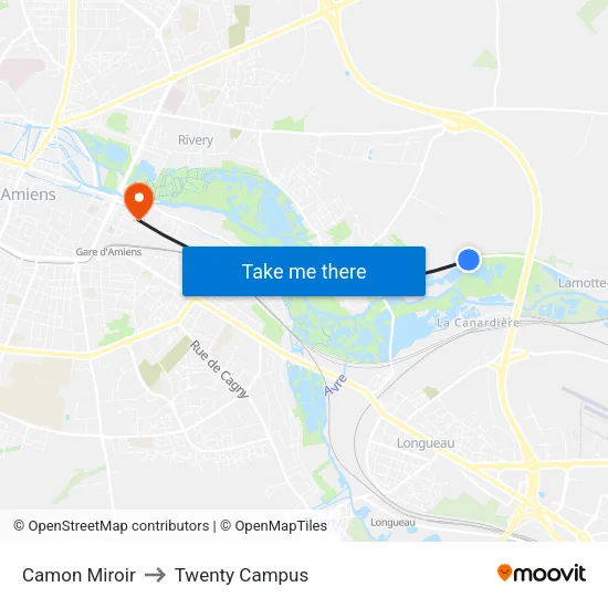 Camon Miroir to Twenty Campus map