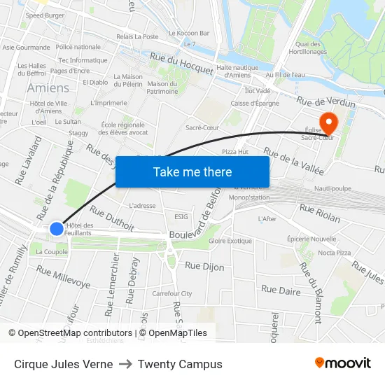Cirque Jules Verne to Twenty Campus map