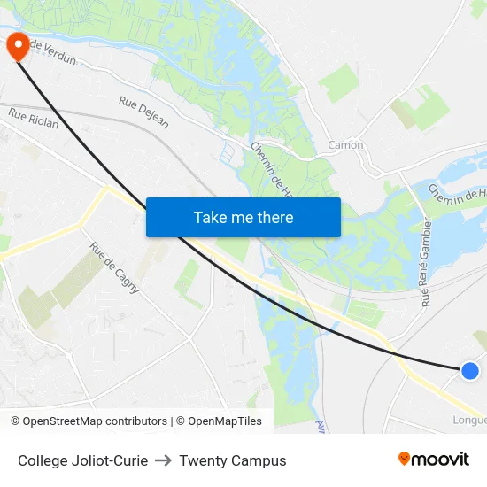 College Joliot-Curie to Twenty Campus map