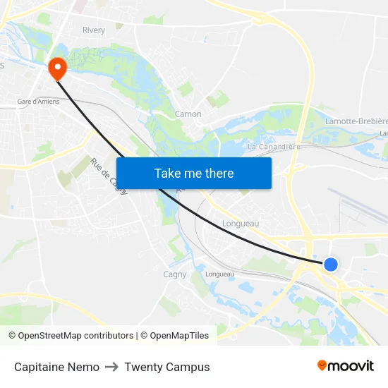 Capitaine Nemo to Twenty Campus map