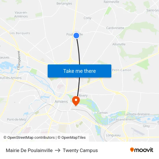 Mairie De Poulainville to Twenty Campus map